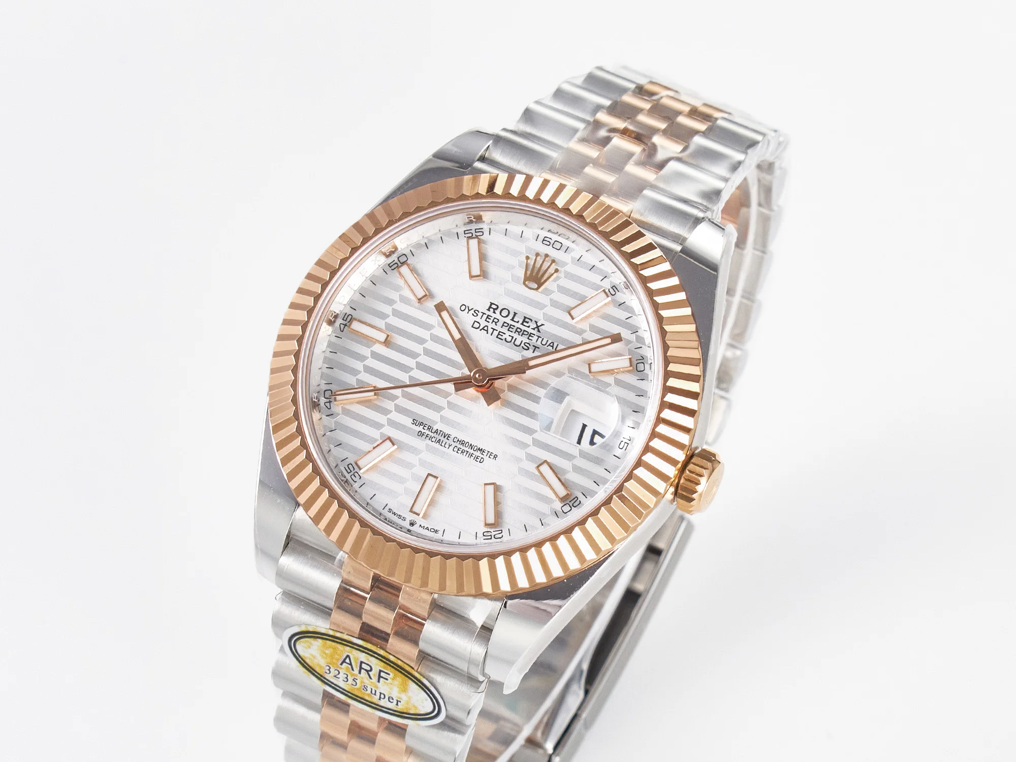 DateJust 41 126331 ARF 1:1 Best Edition 904L Steel Silver Textured Dial on SS/RG Jubilee Bracelet SH3235(Gain Weight)