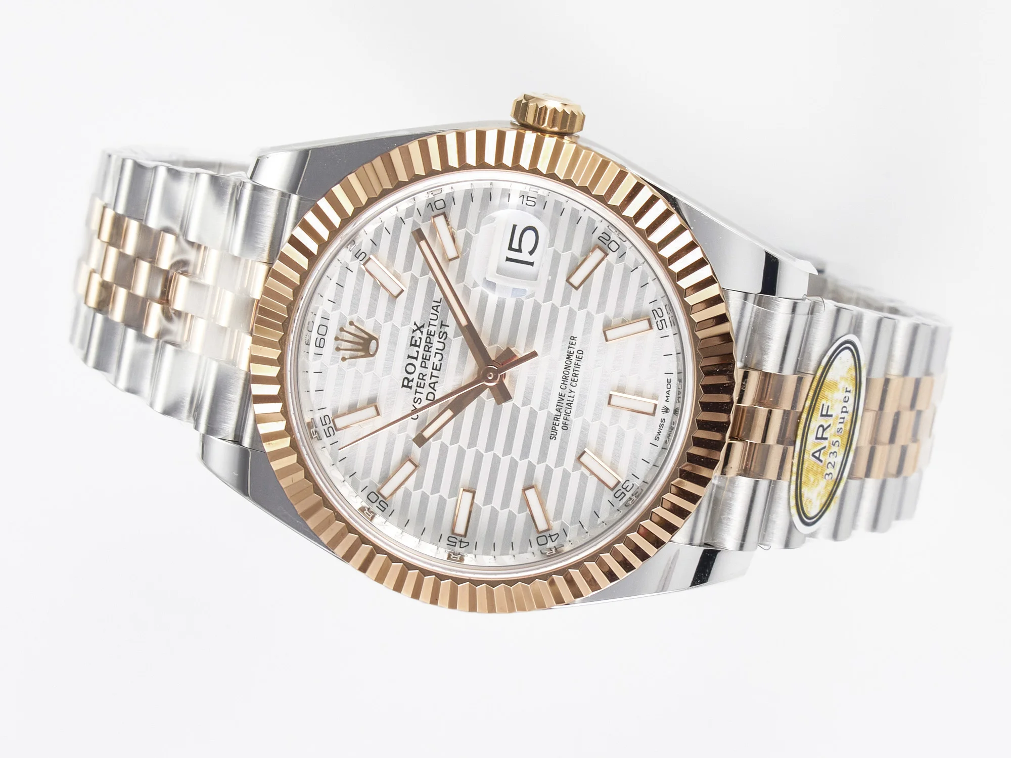 DateJust 41 126331 ARF 1:1 Best Edition 904L Steel Silver Textured Dial on SS/RG Jubilee Bracelet SH3235(Gain Weight)