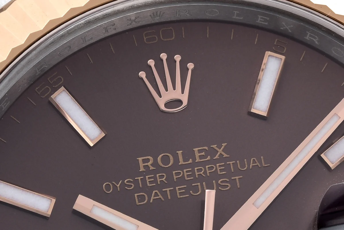 Datejust 41 126331 Chocolate Dial Stick Markers in Everose/Steel on Oyster Bracelet