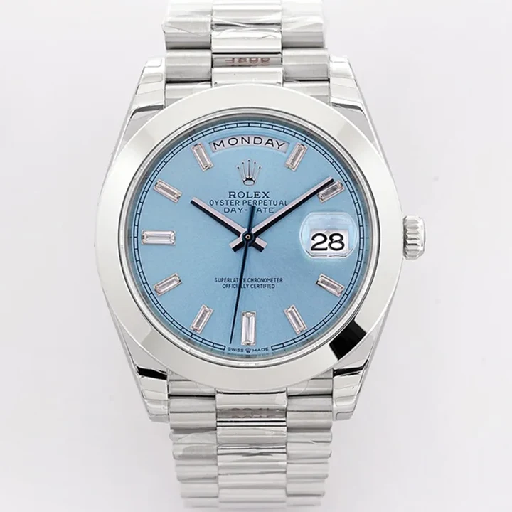 Day-Date 40 228236 Blue Dial with Diamond Markers in Platinum