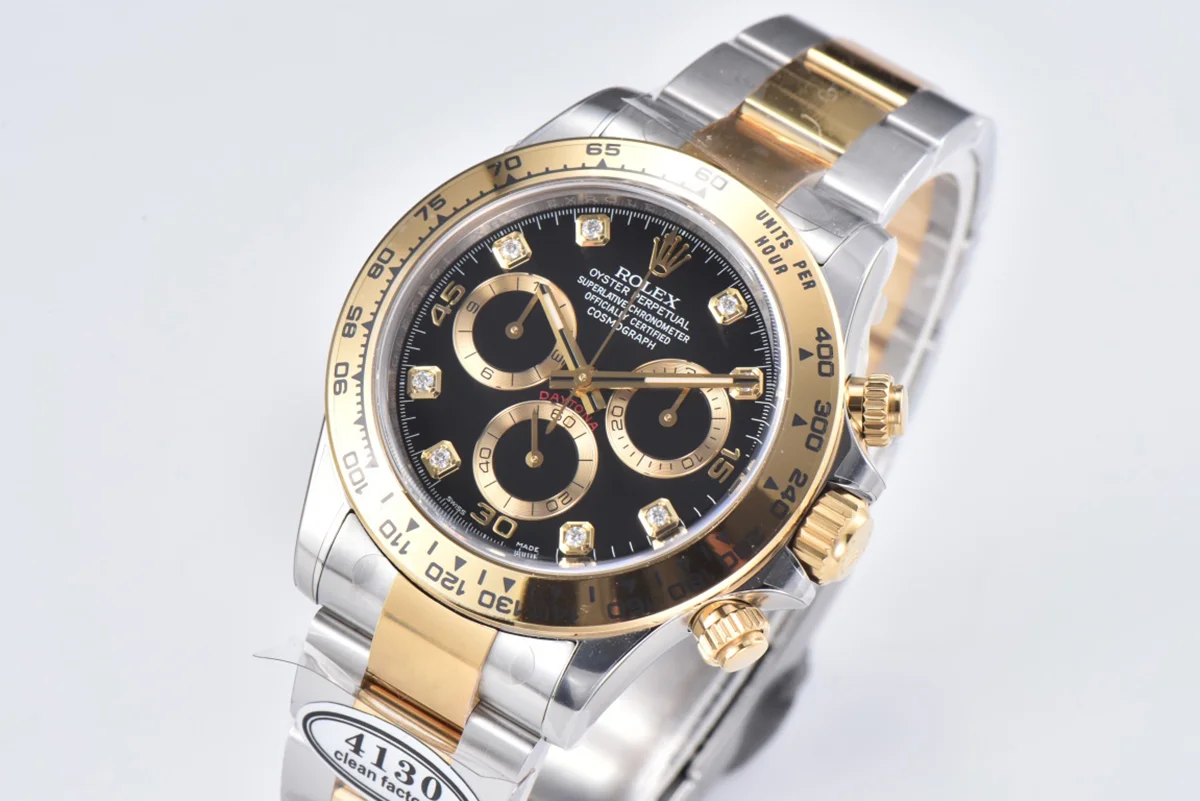 Daytona 116503LN Black Dial with Diamond Maker in Steel/Yellow Gold