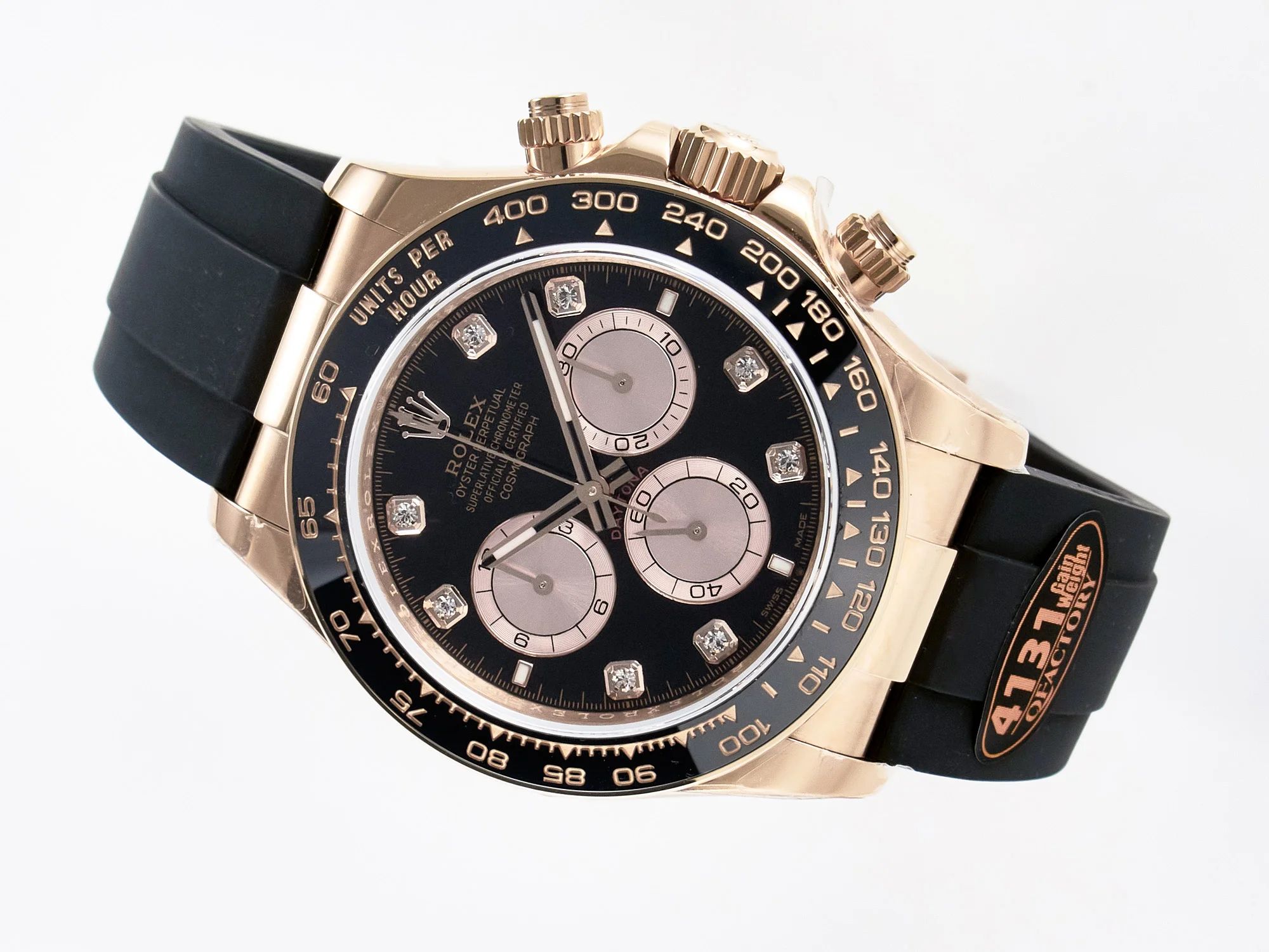 Daytona 126515 QF 1:1 Best Edition Black/RG Diamonds Dial on Oysterflex Strap SH4131 V6(Gain Weight)