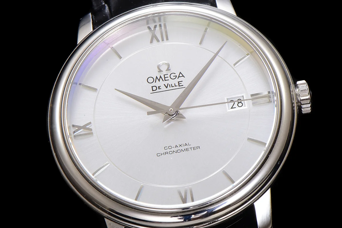 De Ville Co-Axial Chronometer 39.5mm Silver Dial in Steel on Leather Strap