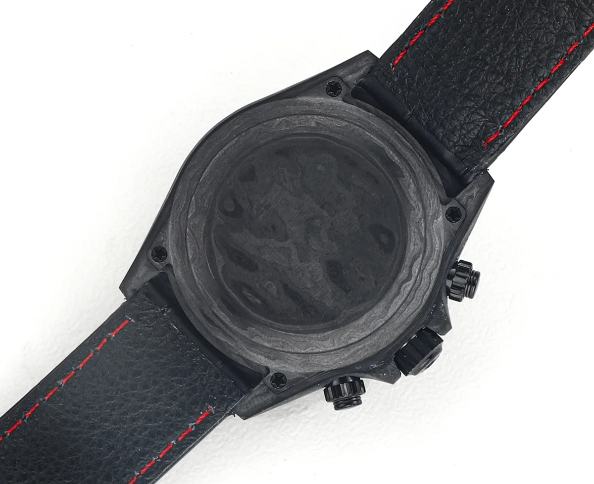 DIW Daytona Rainbow Black Carbon with Leather Rubber Strap
