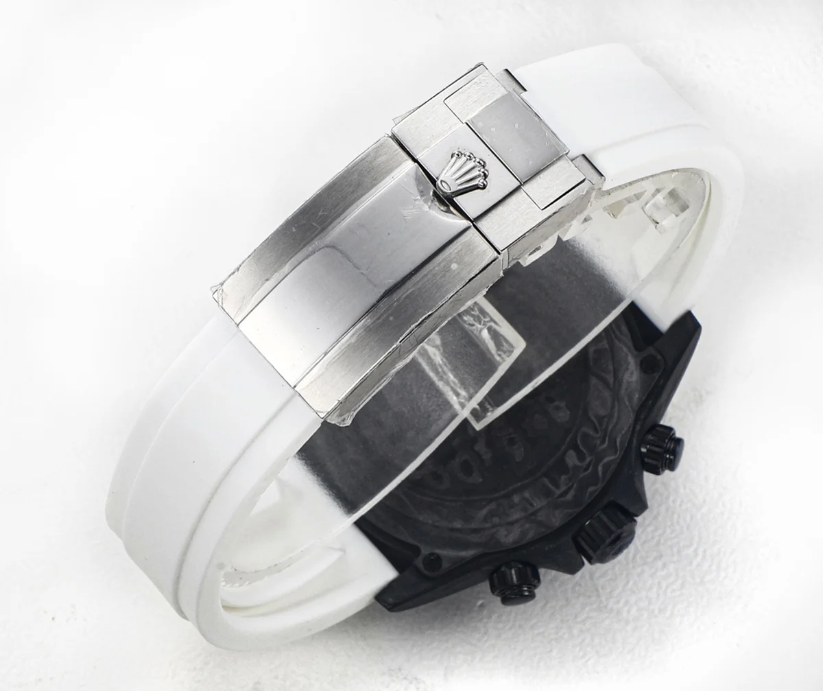DIW Daytona Rainbow Black Carbon with White Rubber Strap