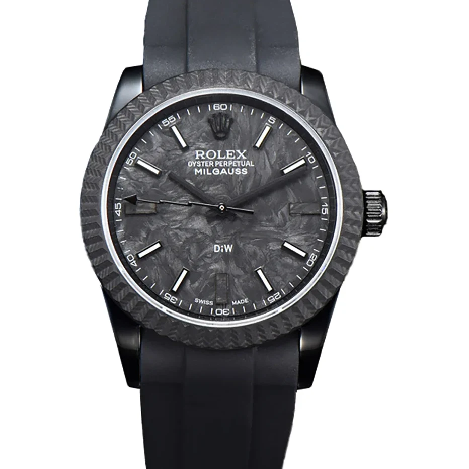 DIW Milgauss Carbon on Black Rubber Strap