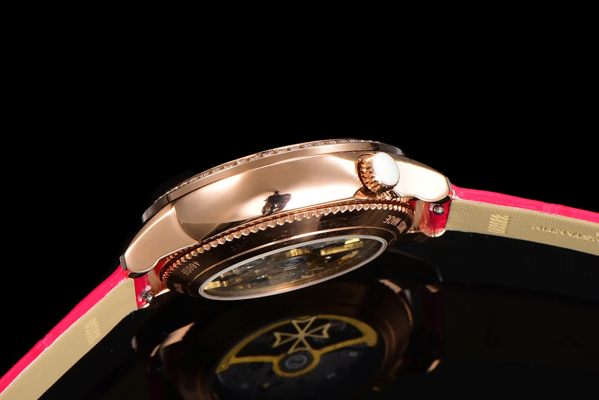Egerie Muse White Dial in Pink Gold on Pink Leather