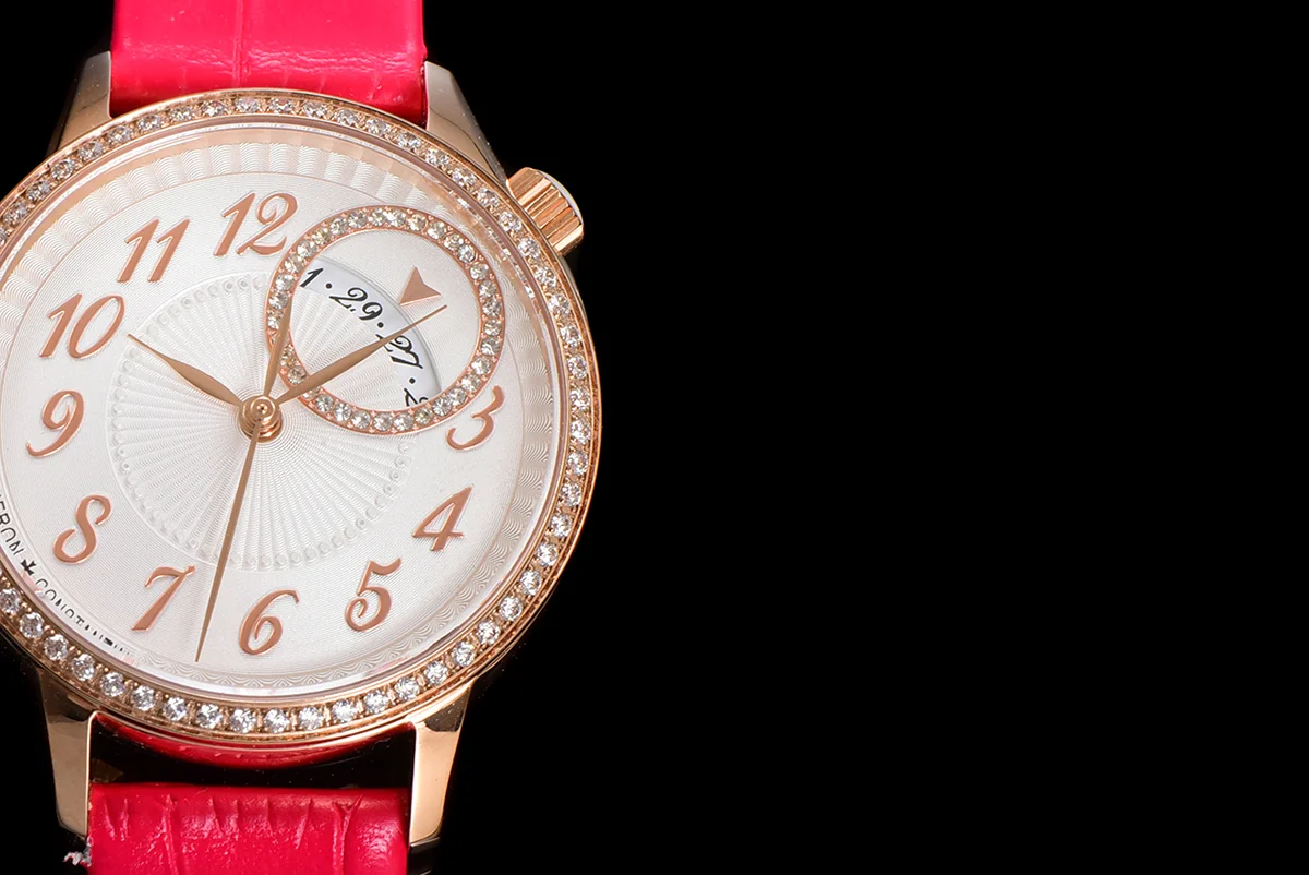 Egerie Muse White Dial in Pink Gold on Pink Leather