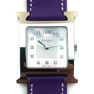 Heure H Steel with Diamond Markers on Violet Fjord Leather Strap