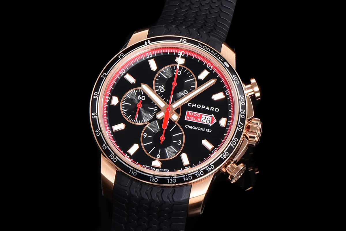 Mille Miglia GTS Chrono Black Dial in Rose Gold