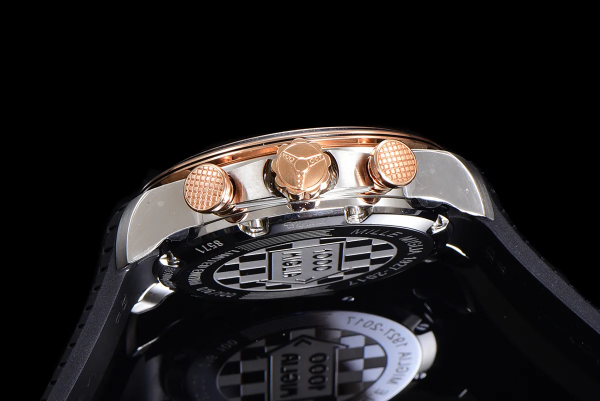 Mille Miglia GTS Chrono White Dial in Rose Gold/Steel
