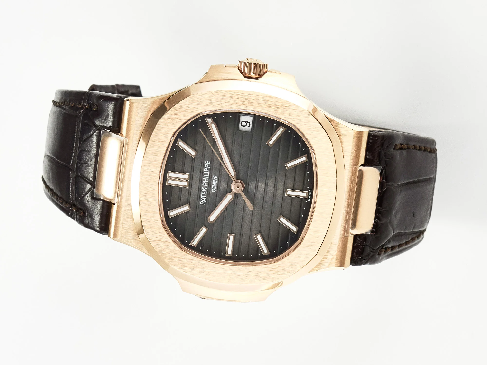 Nautilus 5711/1R RG 3KF 1:1 Best Edition Brown Textured Dial on Brown Leather Strap A324 Super Clone V2