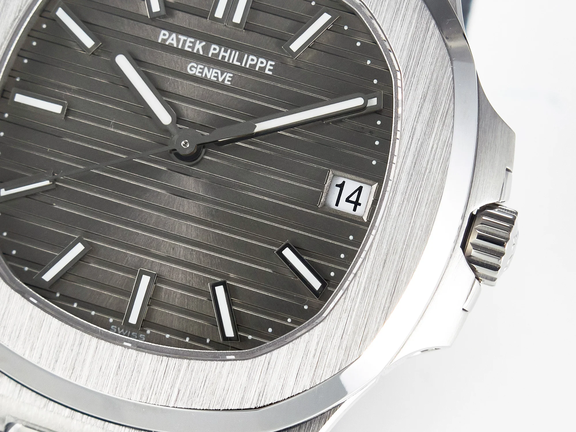 Nautilus 5711 SS 3KF 1:1 Best Edition Gray Textured Dial on Black Leather Strap A324 Super Clone V2
