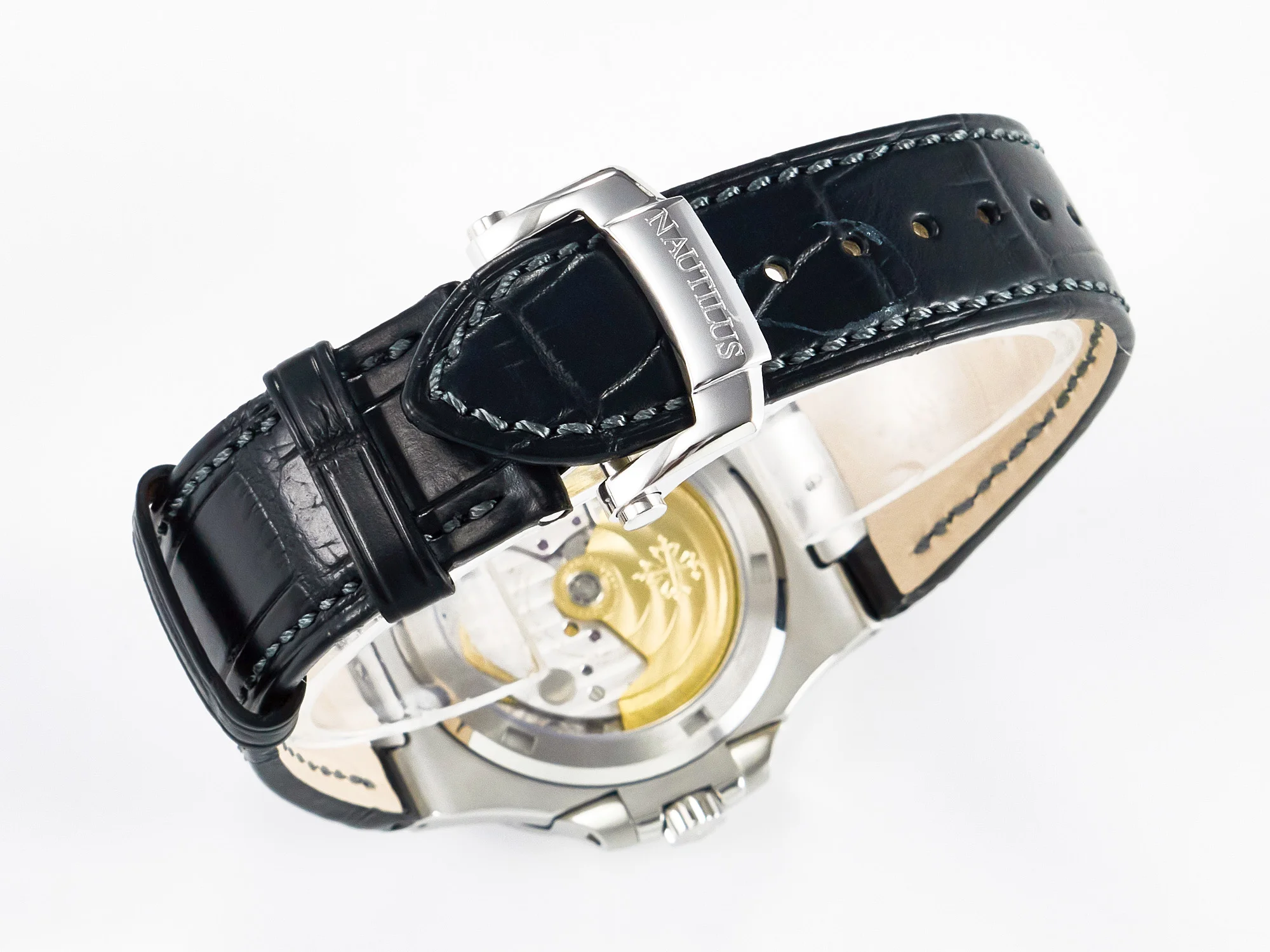 Nautilus 5711 SS 3KF 1:1 Best Edition Gray Textured Dial on Black Leather Strap A324 Super Clone V2