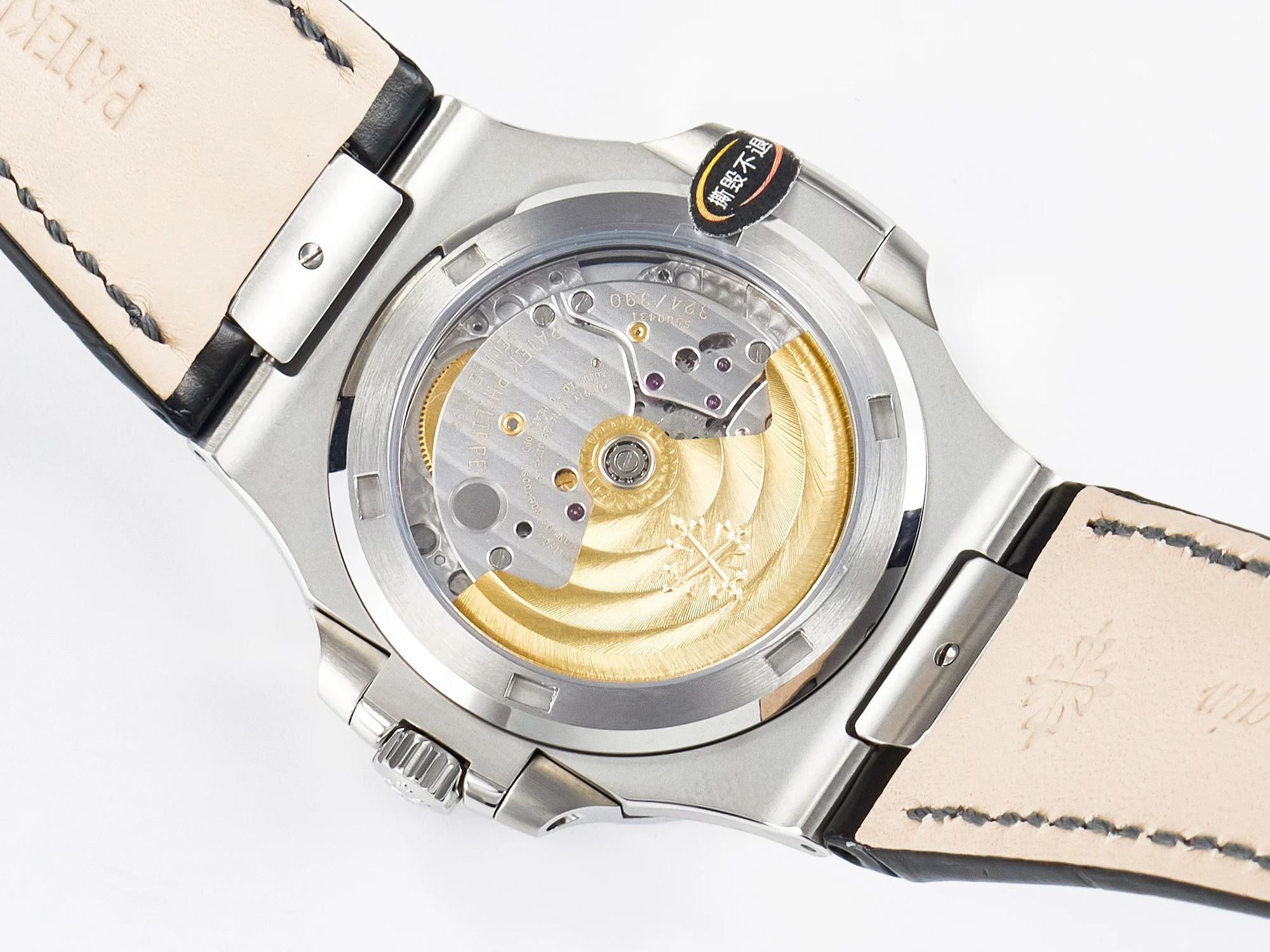 Nautilus 5711 SS 3KF 1:1 Best Edition Gray Textured Dial on Black Leather Strap A324 Super Clone V2