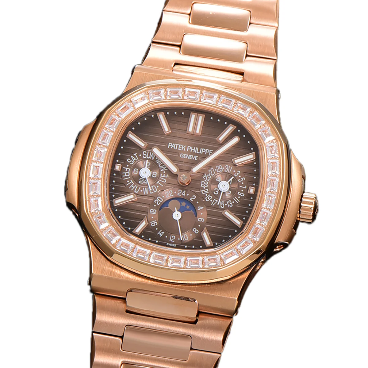Nautilus 5740 Brown Dial with Diamond Bezel in Rose Gold