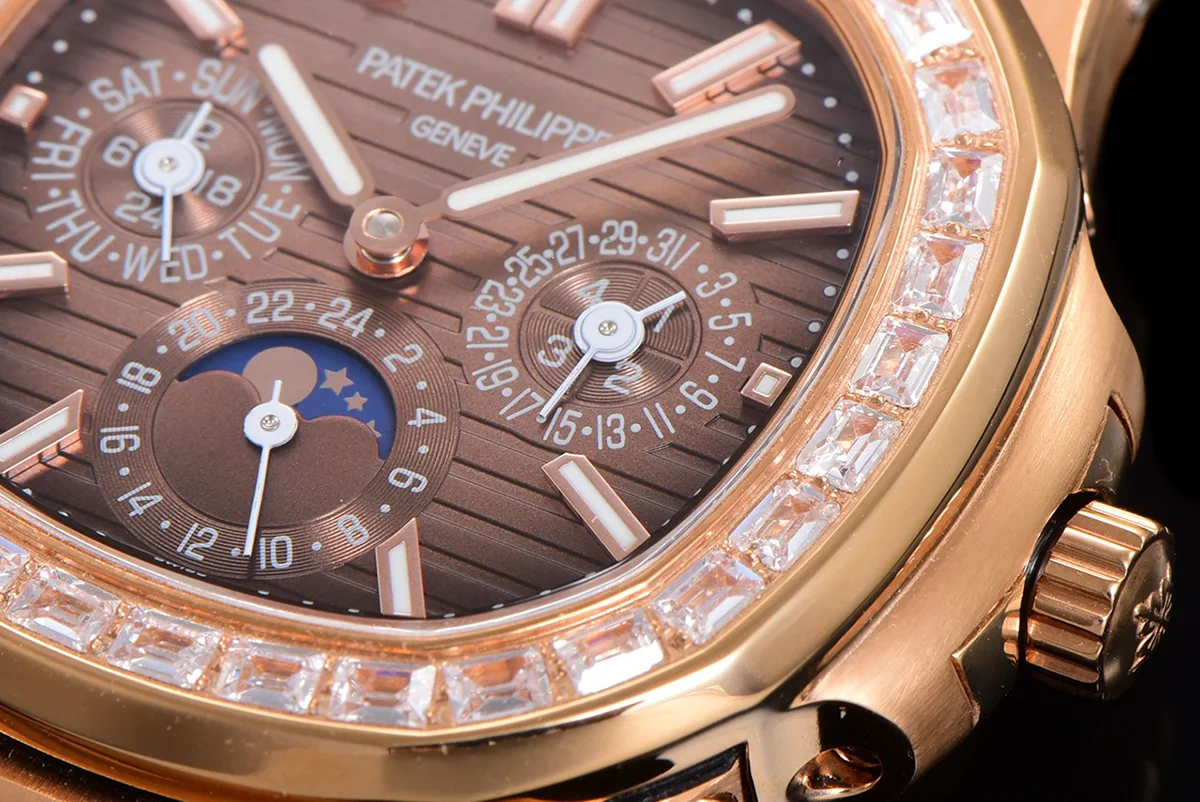 Nautilus 5740 Brown Dial with Diamond Bezel in Rose Gold