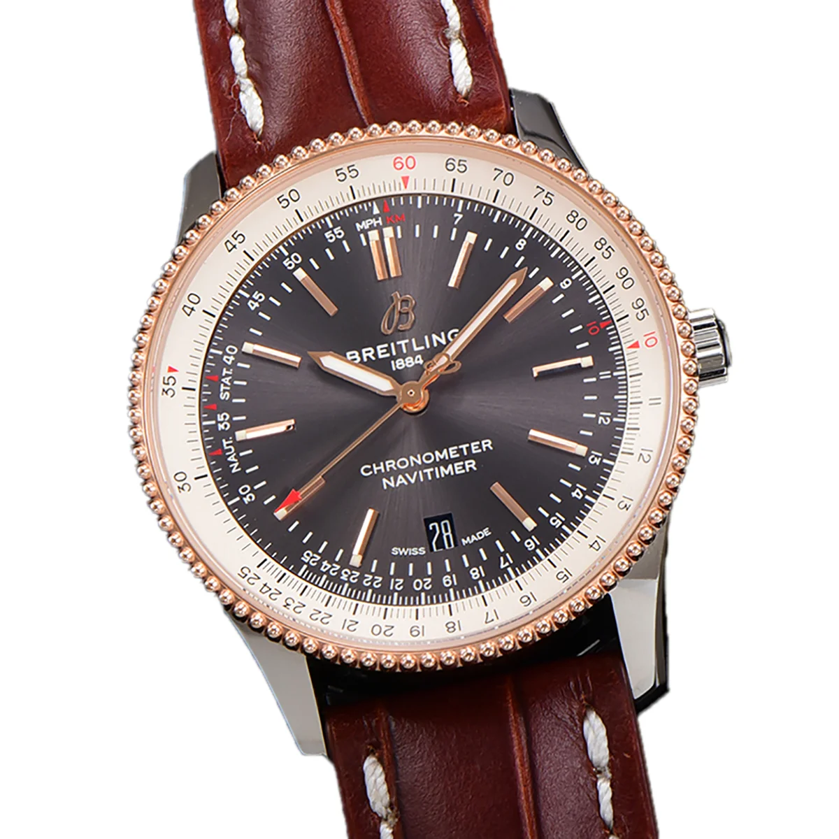 Navitimer Automatic 41 Slate Grey and White Dial in Steel/Rose Gold