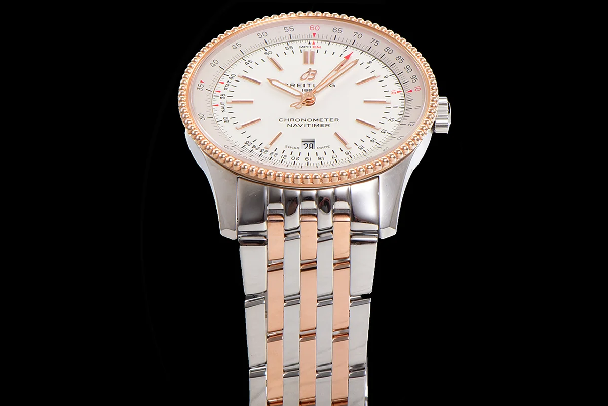 Navitimer Automatic 41 White Dial in Steel/Rose Gold on Bracelet
