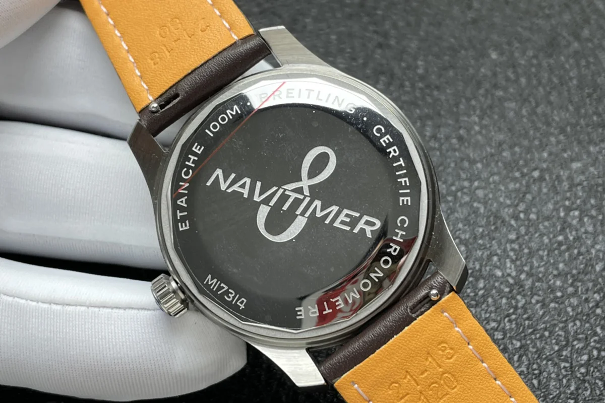 Navitimer Aviator 8 Automatic 41 Black Dial in Steel on Brown Leather Strap