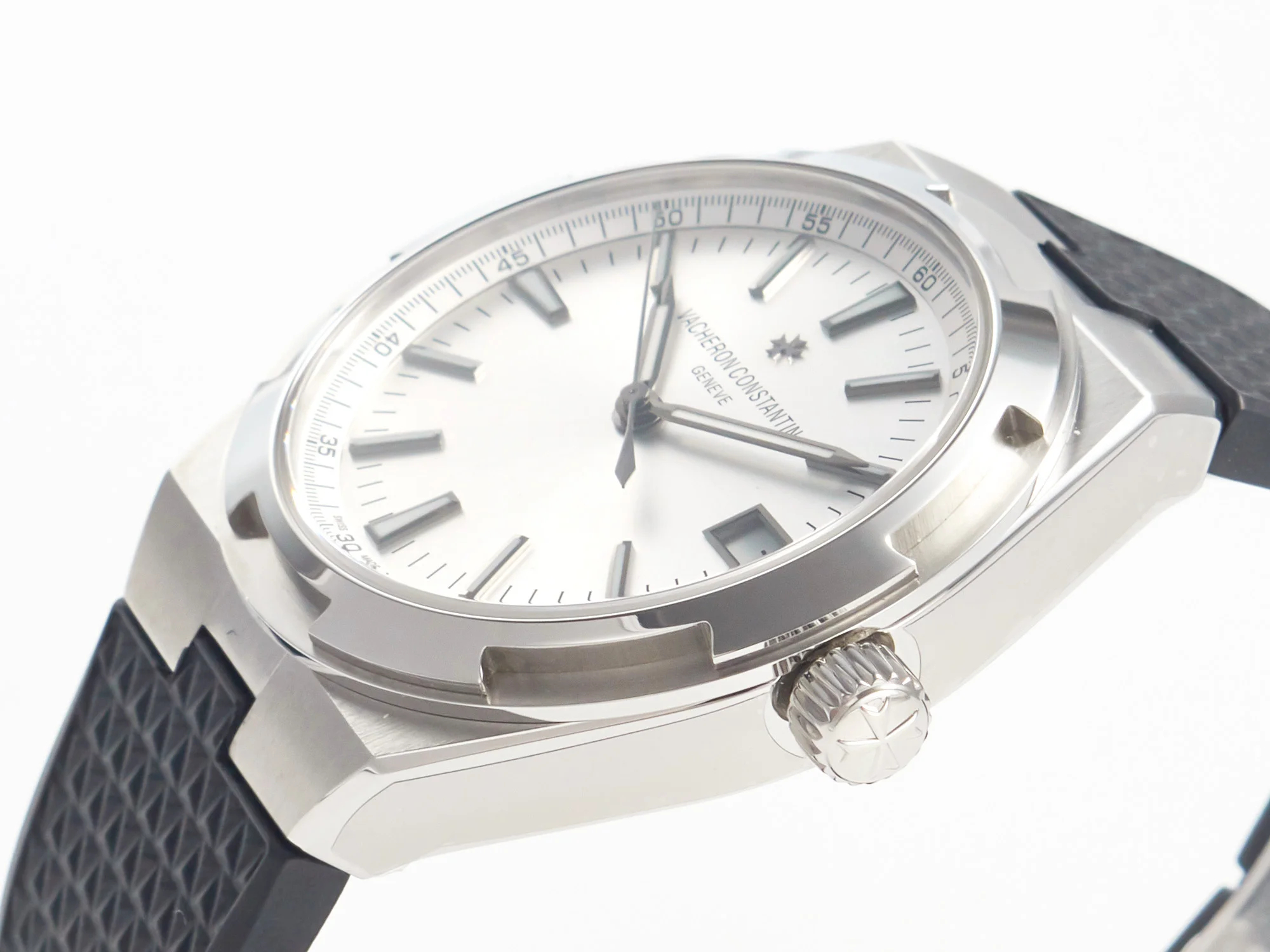 Overseas 4500V SS MKSF 1:1 Best Edition White Dial on Black Rubber Strap A5100