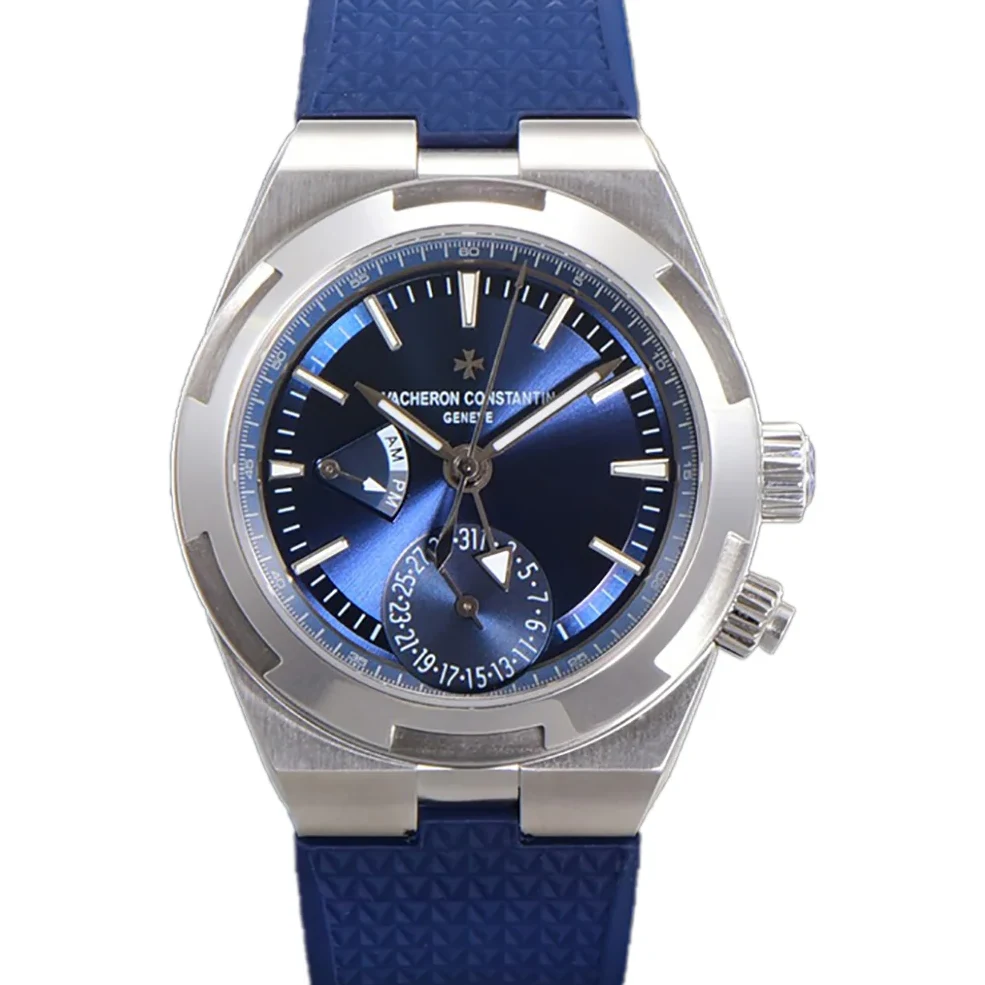 Overseas Dual Time Blue Dial in Steel Ref. 7900V/110A-B334 on Rubber Strap