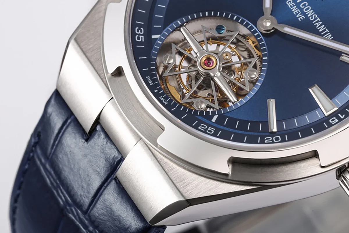 Overseas Tourbillion in Blue Leather Strap
