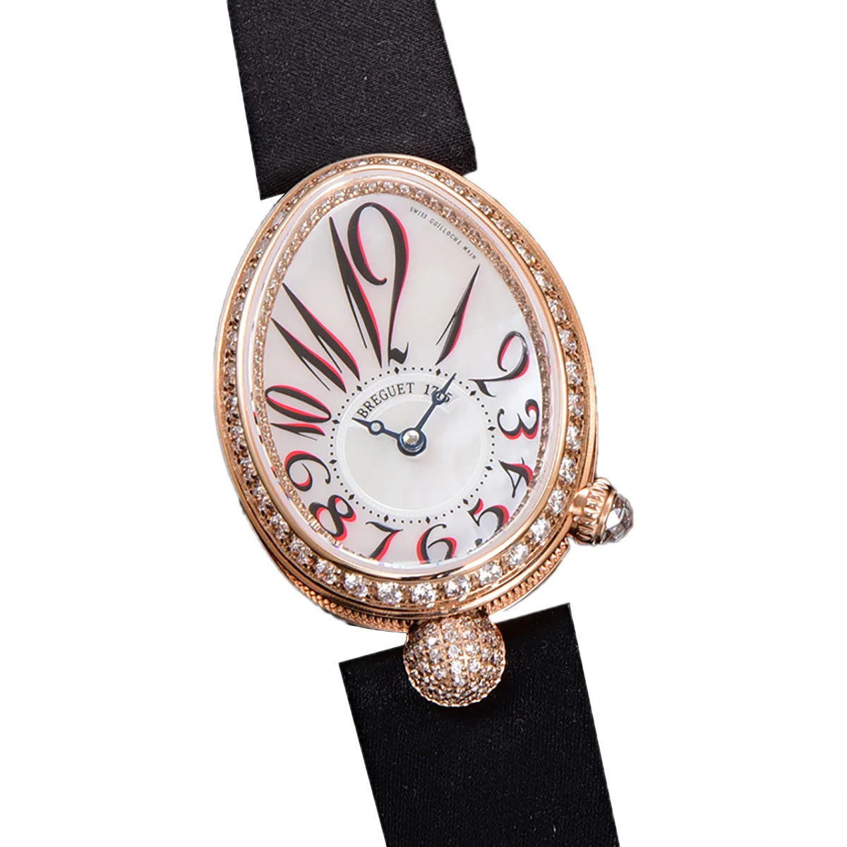 Reine de Naples in Rose Gold 8928BB Black Leather Strap