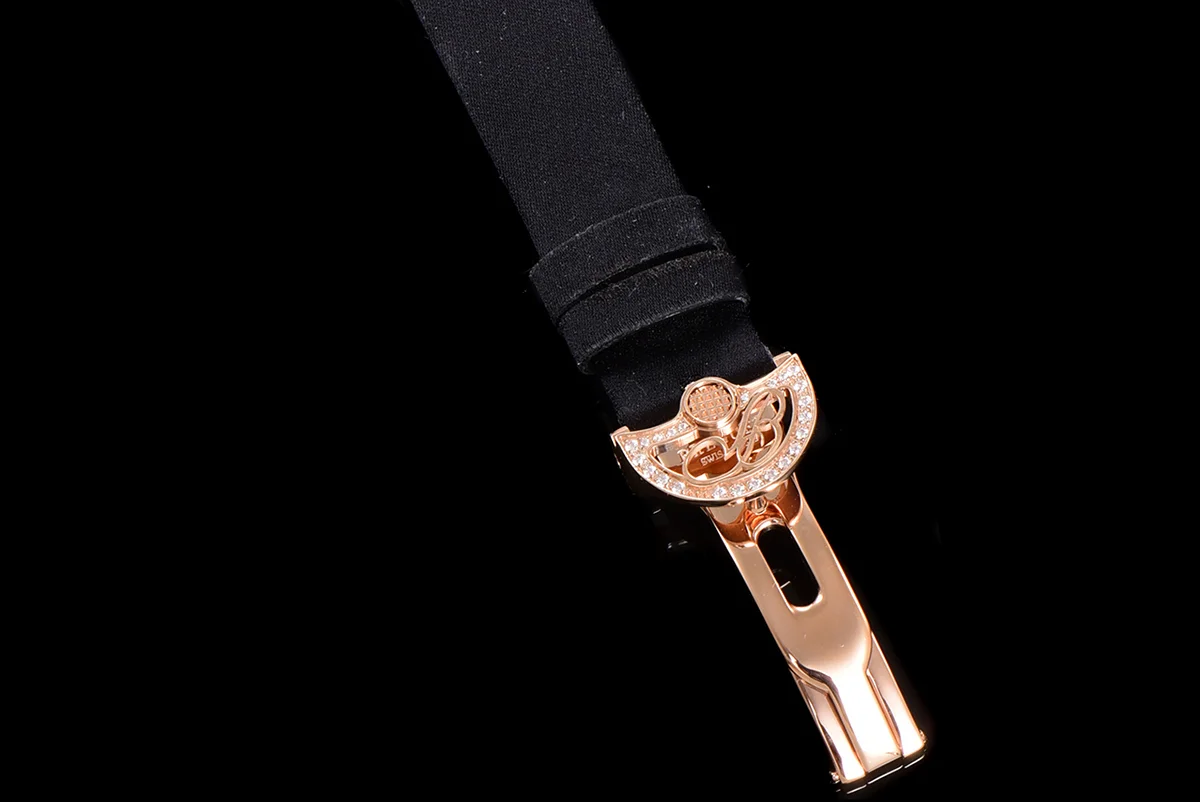 Reine de Naples in Rose Gold 8928BB Black Leather Strap