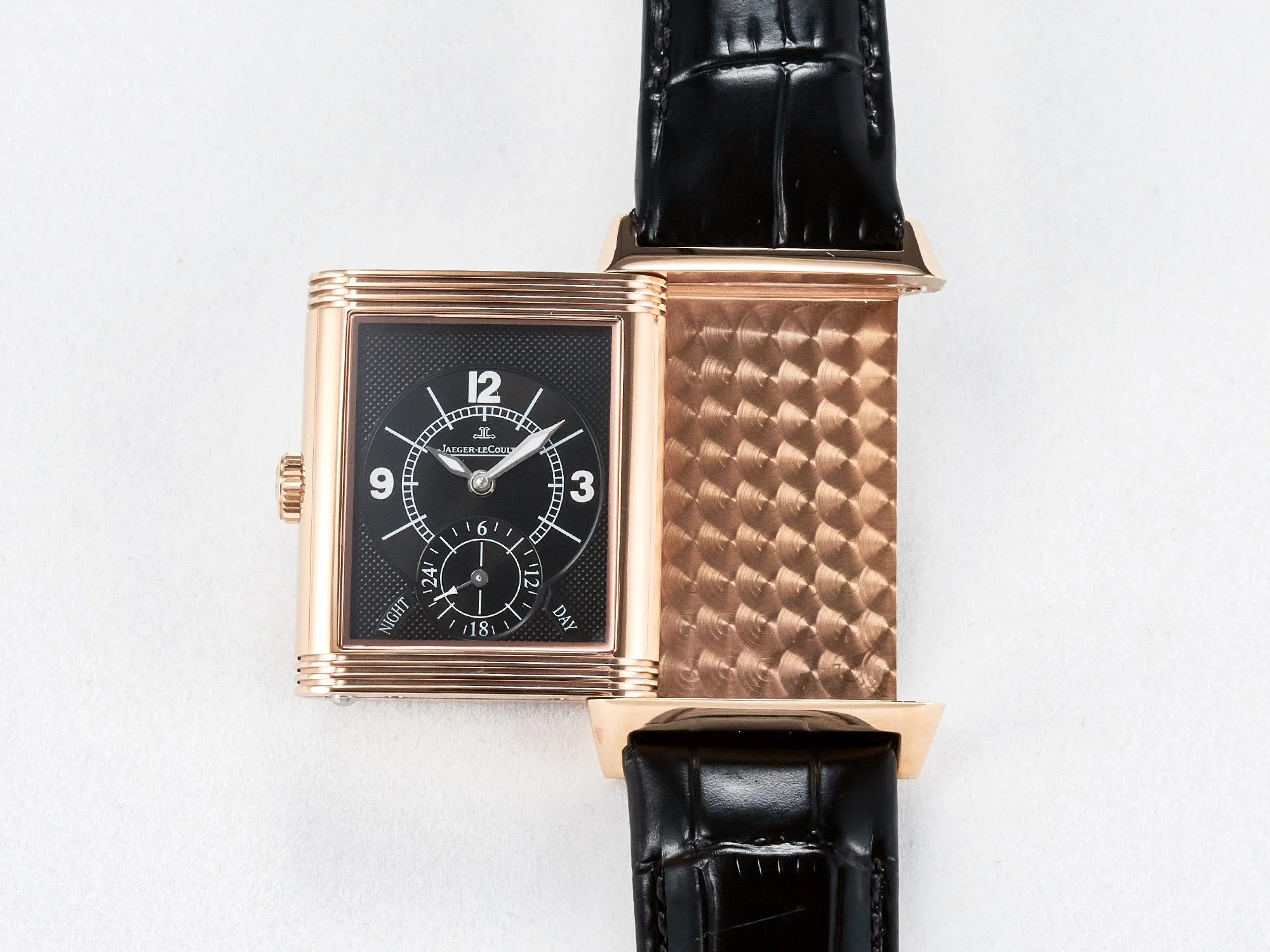 Reverso Classic Duoface Small Seconds RG MGF Best Edition White Textured Dial on Black Leather Strap A854A