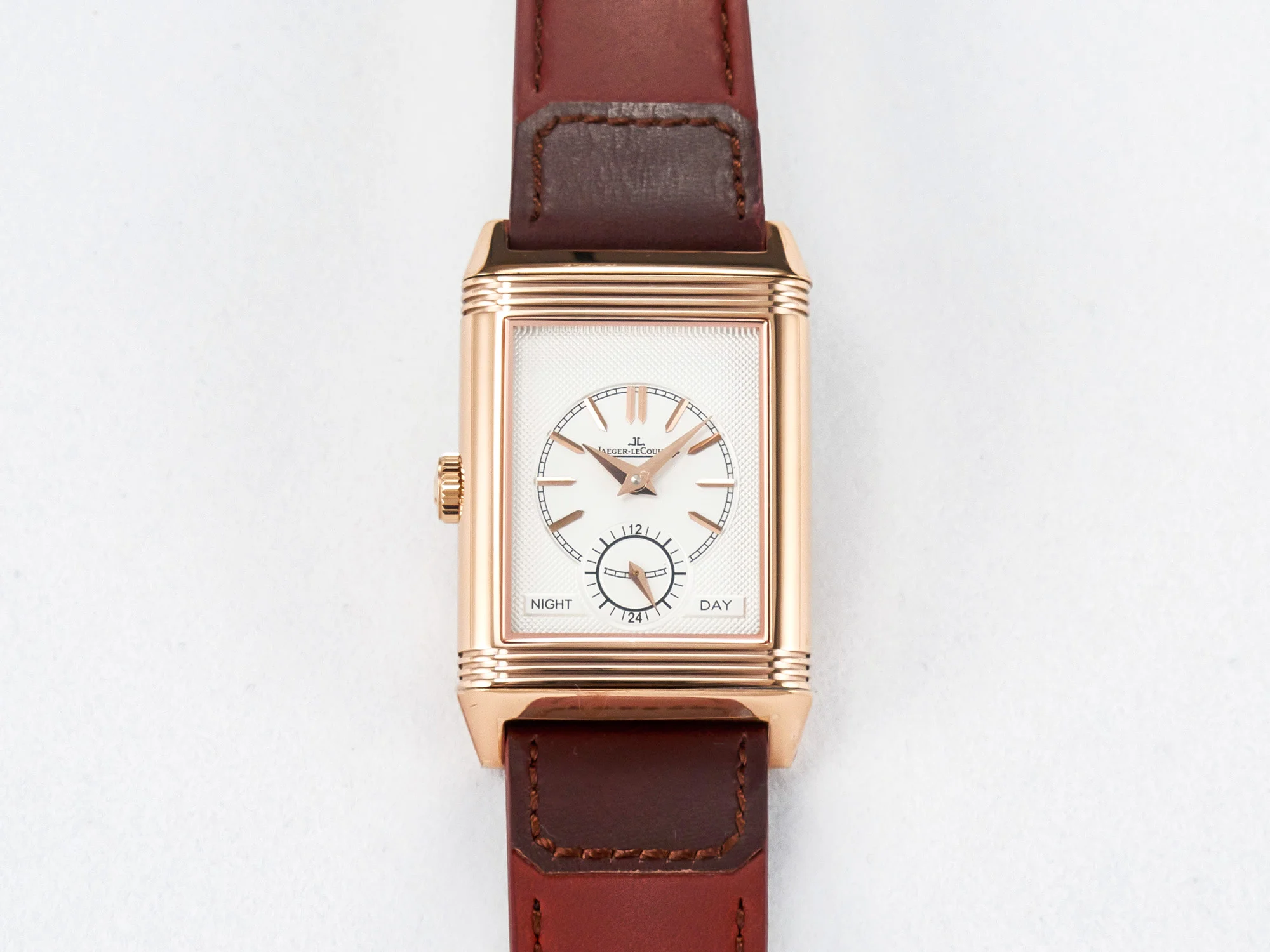 Reverso Tribute Duoface Small Seconds RG MGF Best Edition Black Dial on Red Leather Strap A854A