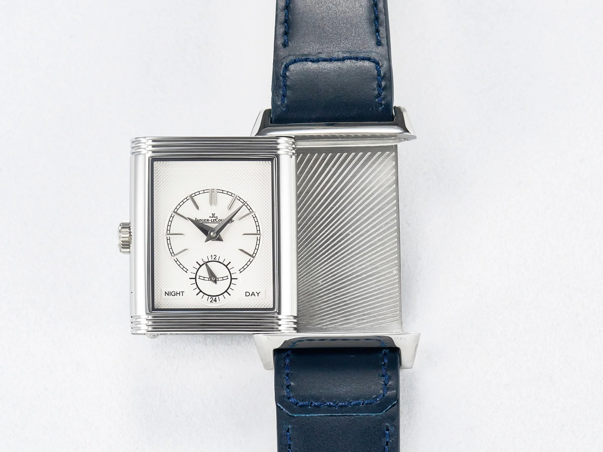 Reverso Tribute Duoface Small Seconds SS MGF Best Edition Blue Dial on Blue Leather Strap A854A