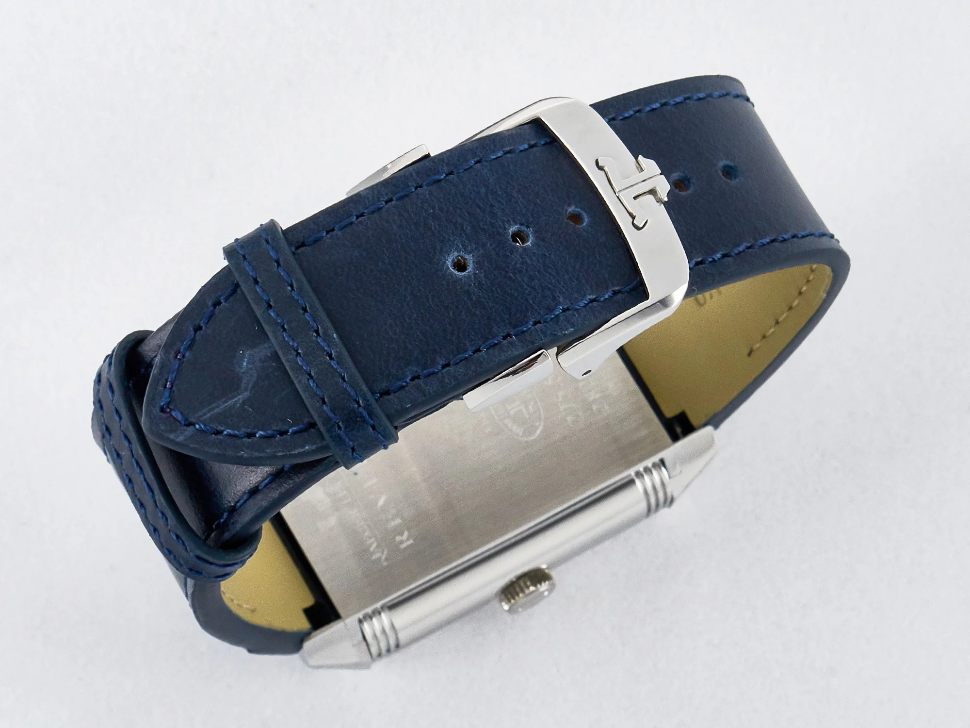 Reverso Tribute Duoface Small Seconds SS MGF Best Edition Blue Dial on Blue Leather Strap A854A