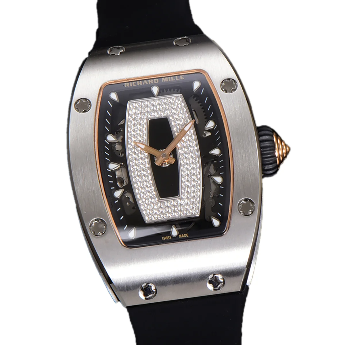 RM 007 Automatic Ladies in Steel on Black Rubber Strap