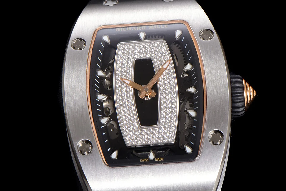 RM 007 Automatic Ladies in Steel on Black Rubber Strap