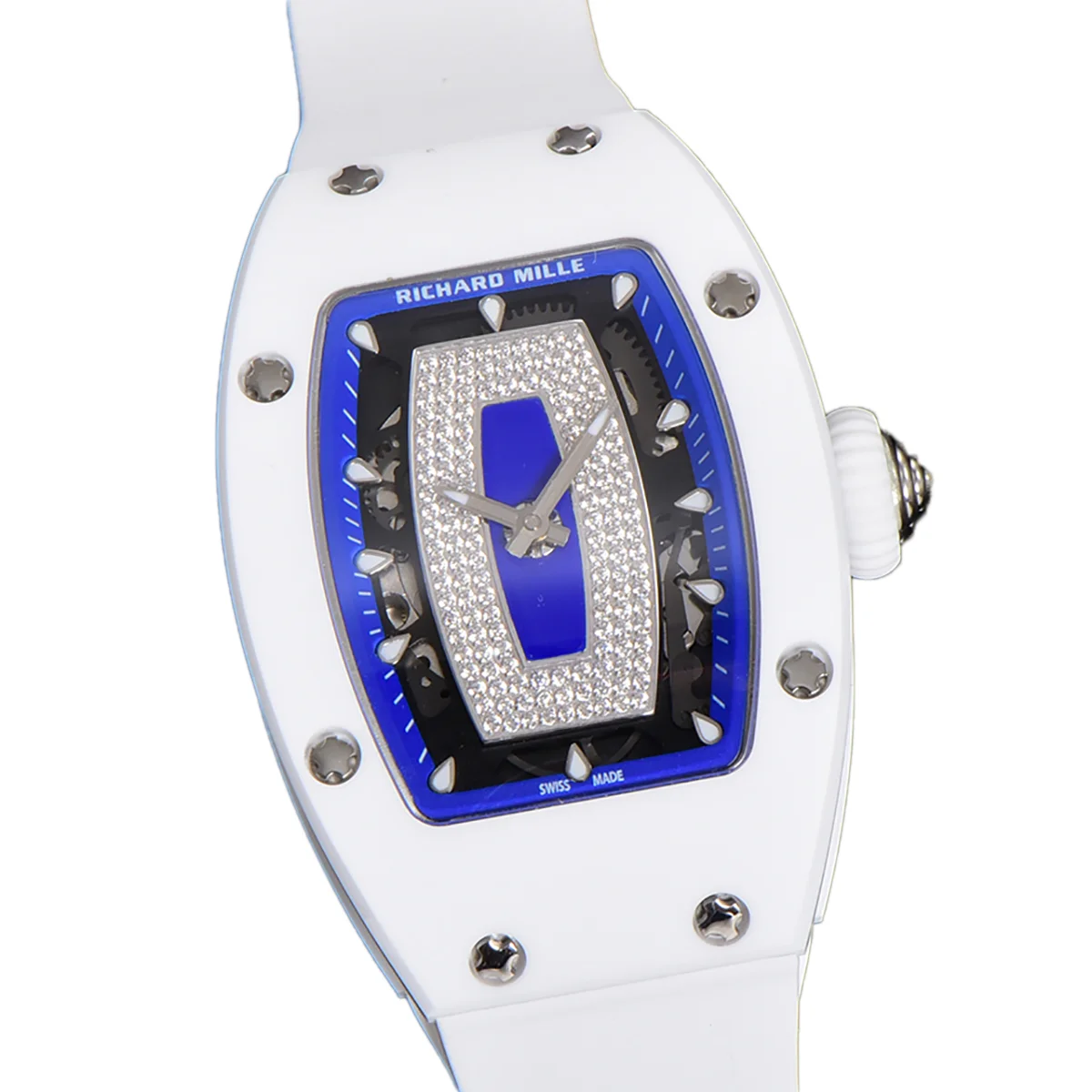 RM 007 Automatic Ladies White Ceramic Blue