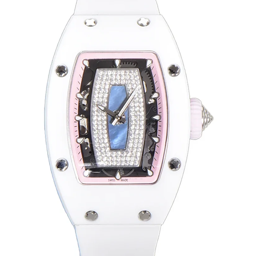 RM 007 Automatic Ladies White Ceramic Pink