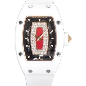 RM 007 Automatic Ladies White Ceramic Red Lips