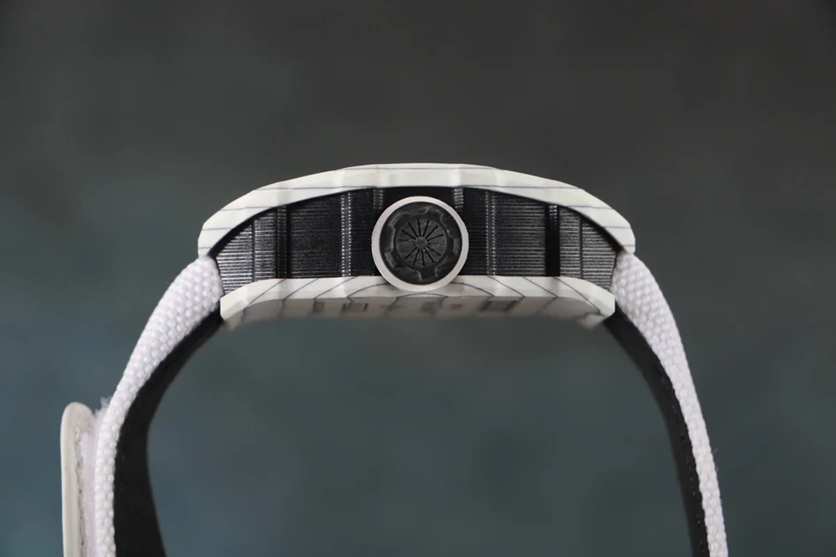 RM 012-01 Tourbillon White NTPT Carbon on White Nylon Strap