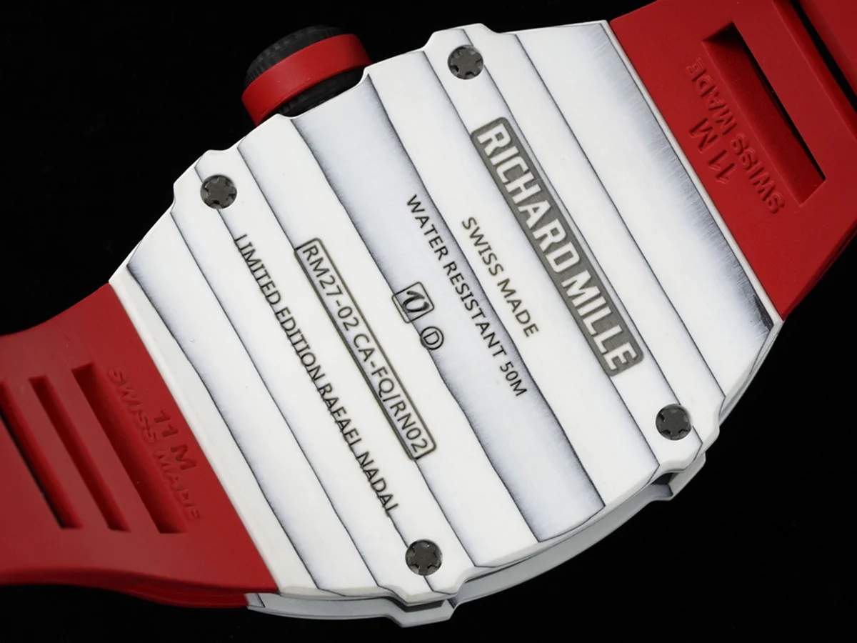 RM 027-02 Tourbillon Rafael Nadal White NTPT on Red Rubber Strap