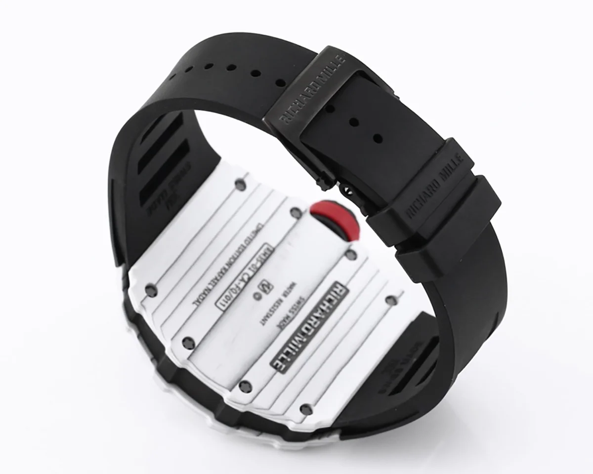 RM 035-01 Rafael Nadal White NTPT on Black Rubber Strap