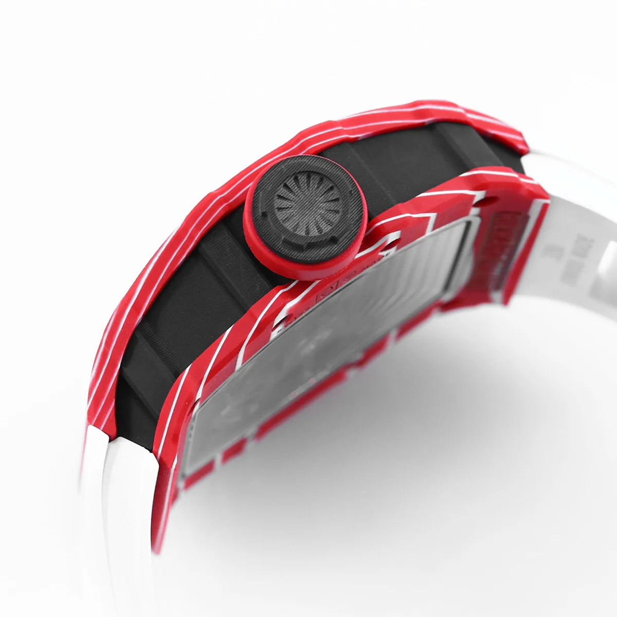 RM 035-02 Rafael Nadal TPT Red on White Rubber Strap