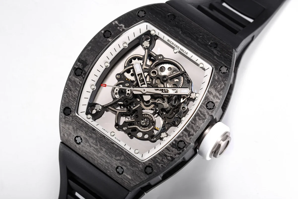 RM 055 Bubba Watson Americas Edition White Legend in NTPT on Black Rubber Strap RMUL2