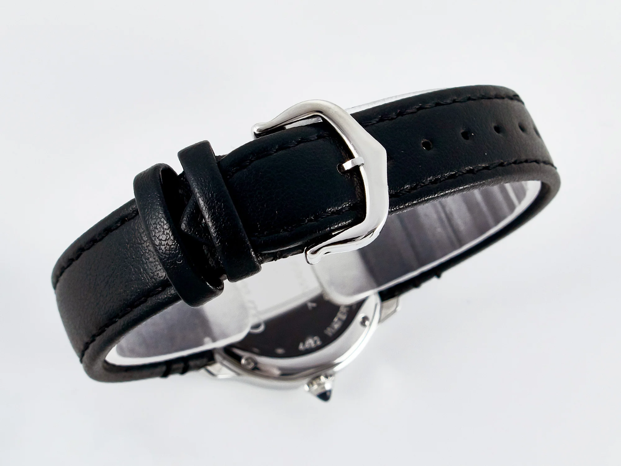 Ronde De Cartier 29mm DRF 1:1 Best Edition Sandblasted Silver-Plated White Dial on Black Leather Strap Ronda Quartz