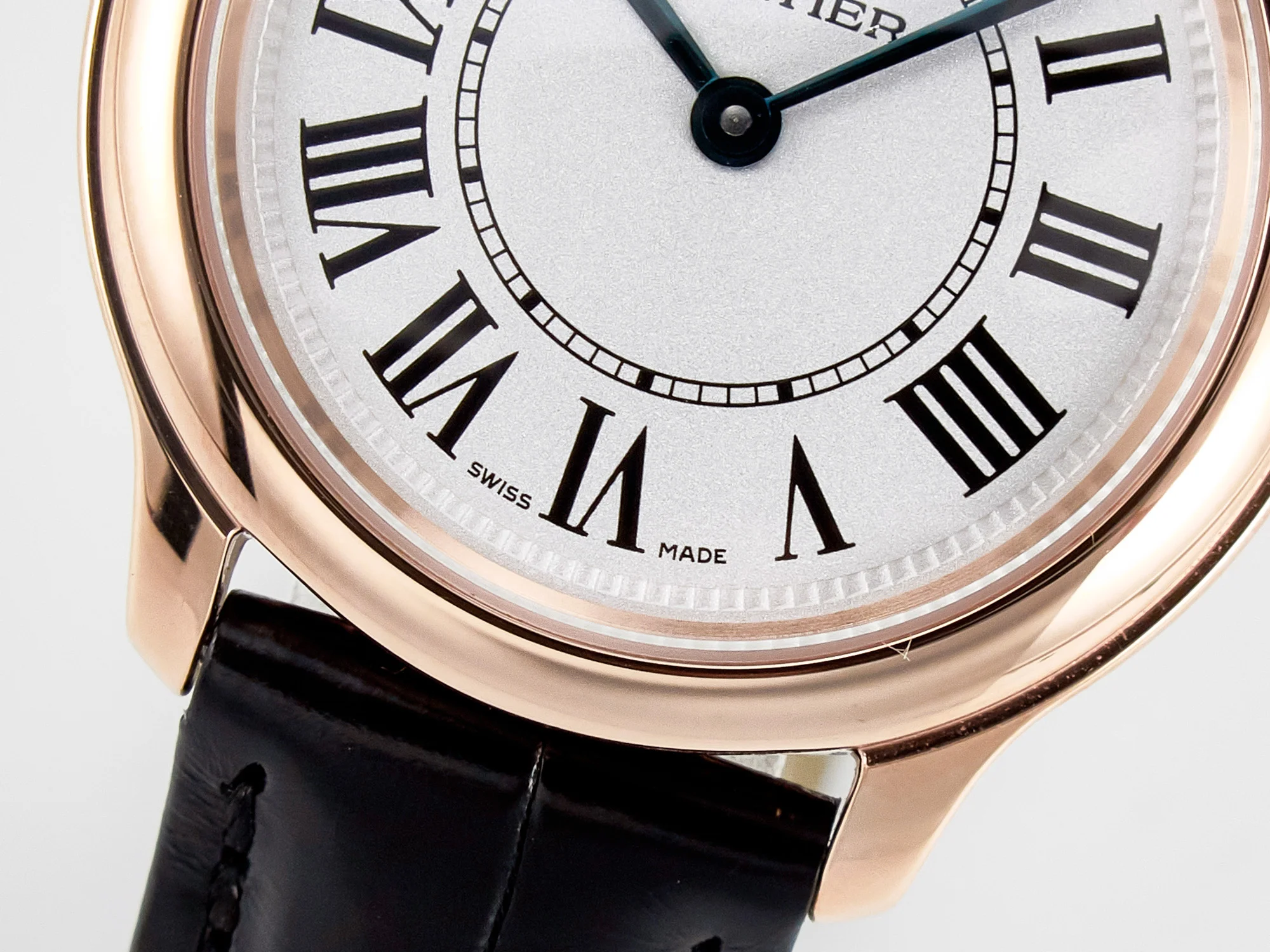 Ronde De Cartier 29mm RG DRF 1:1 Best Edition Sandblasted Silver-Plated White Dial on Black Leather Strap Ronda Quartz