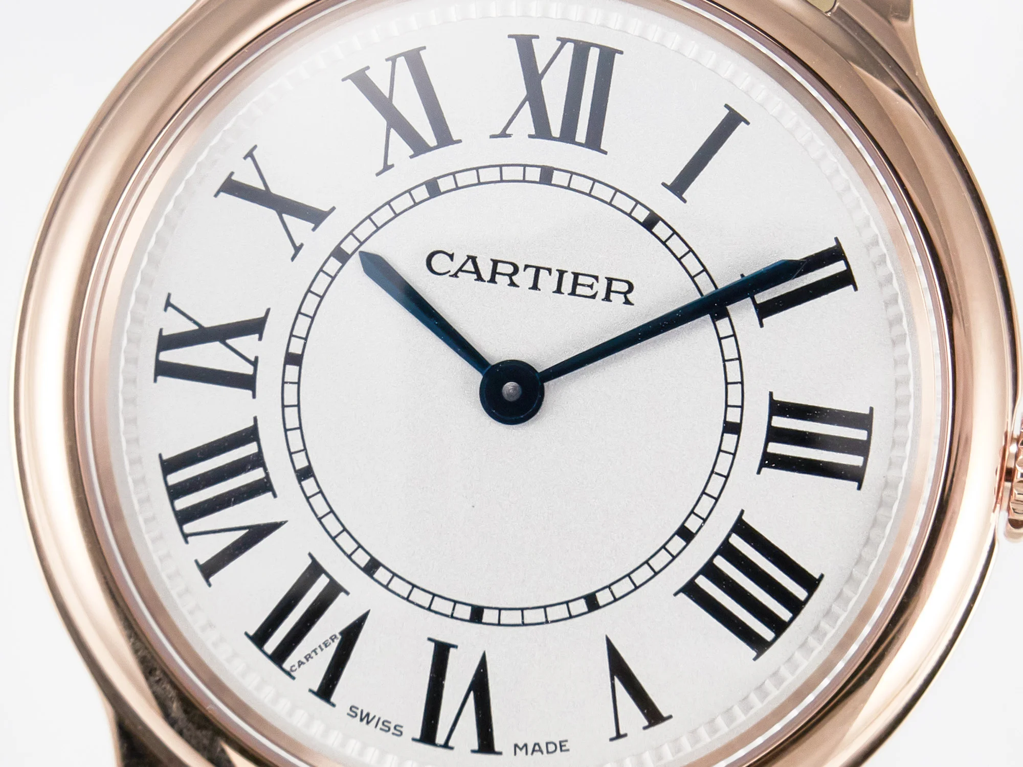 Ronde Louis Cartier 36mm RG DRF 1:1 Best Edition Sandblasted Beige Dial on Purple Leather Strap Ronda Quartz