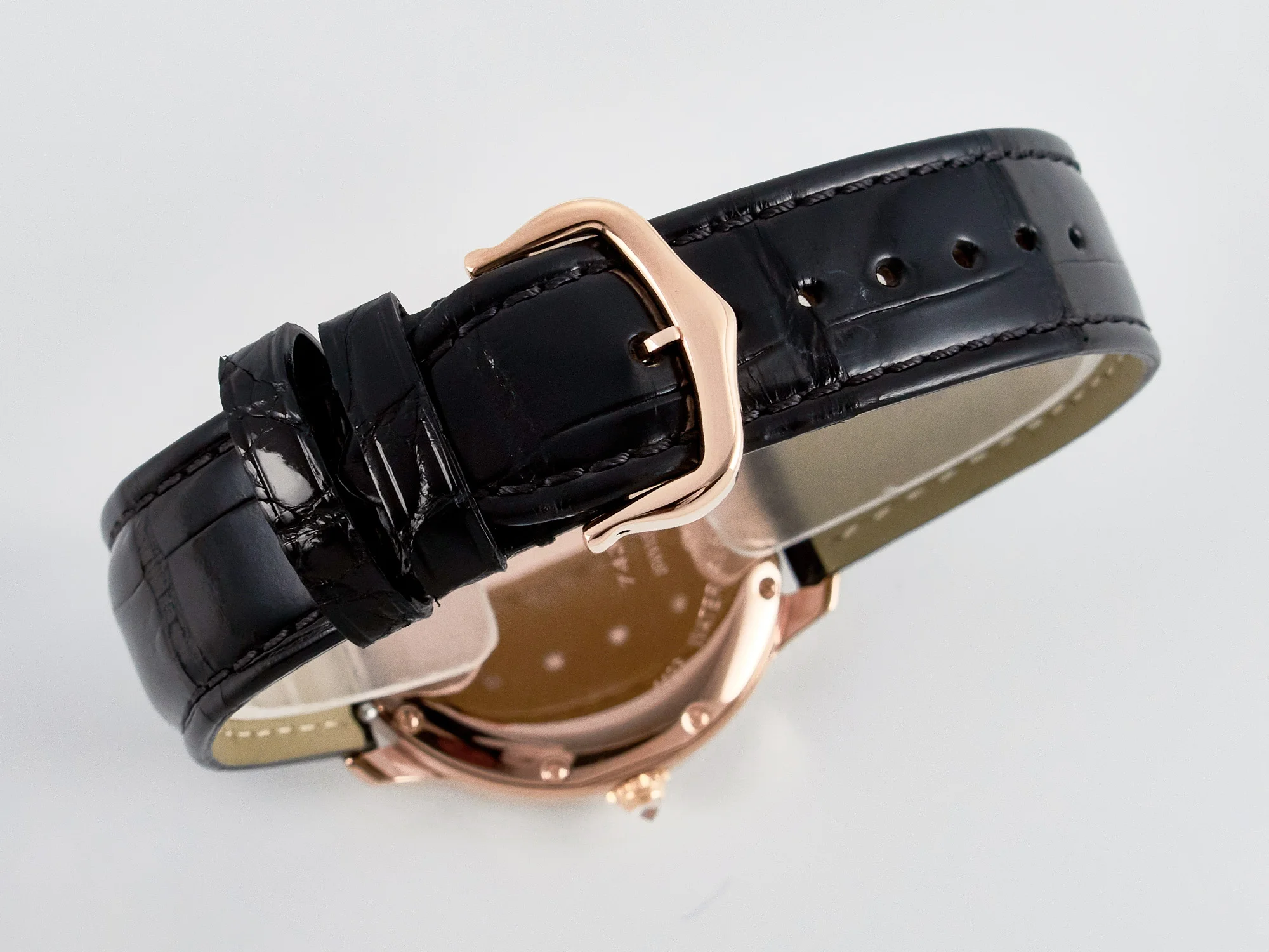 Ronde Louis Cartier 36mm RG DRF 1:1 Best Edition Sandblasted Beige Dial Diamonds Bezel on Black Leather Strap Ronda Quartz
