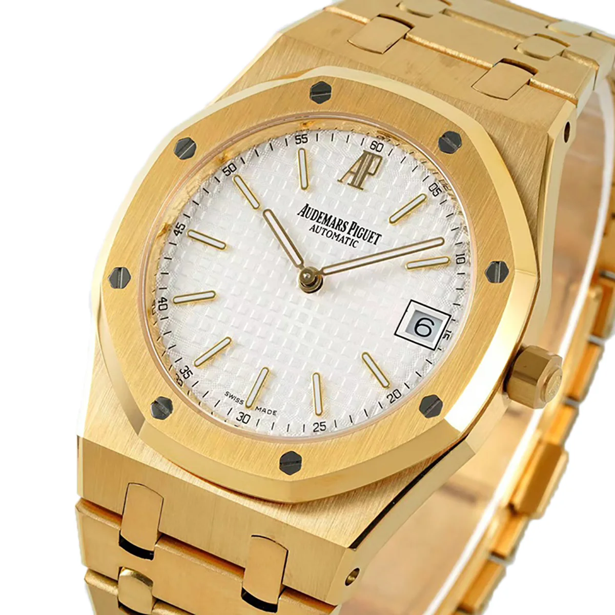 Royal Oak 15202 White Dial in Yellow Gold