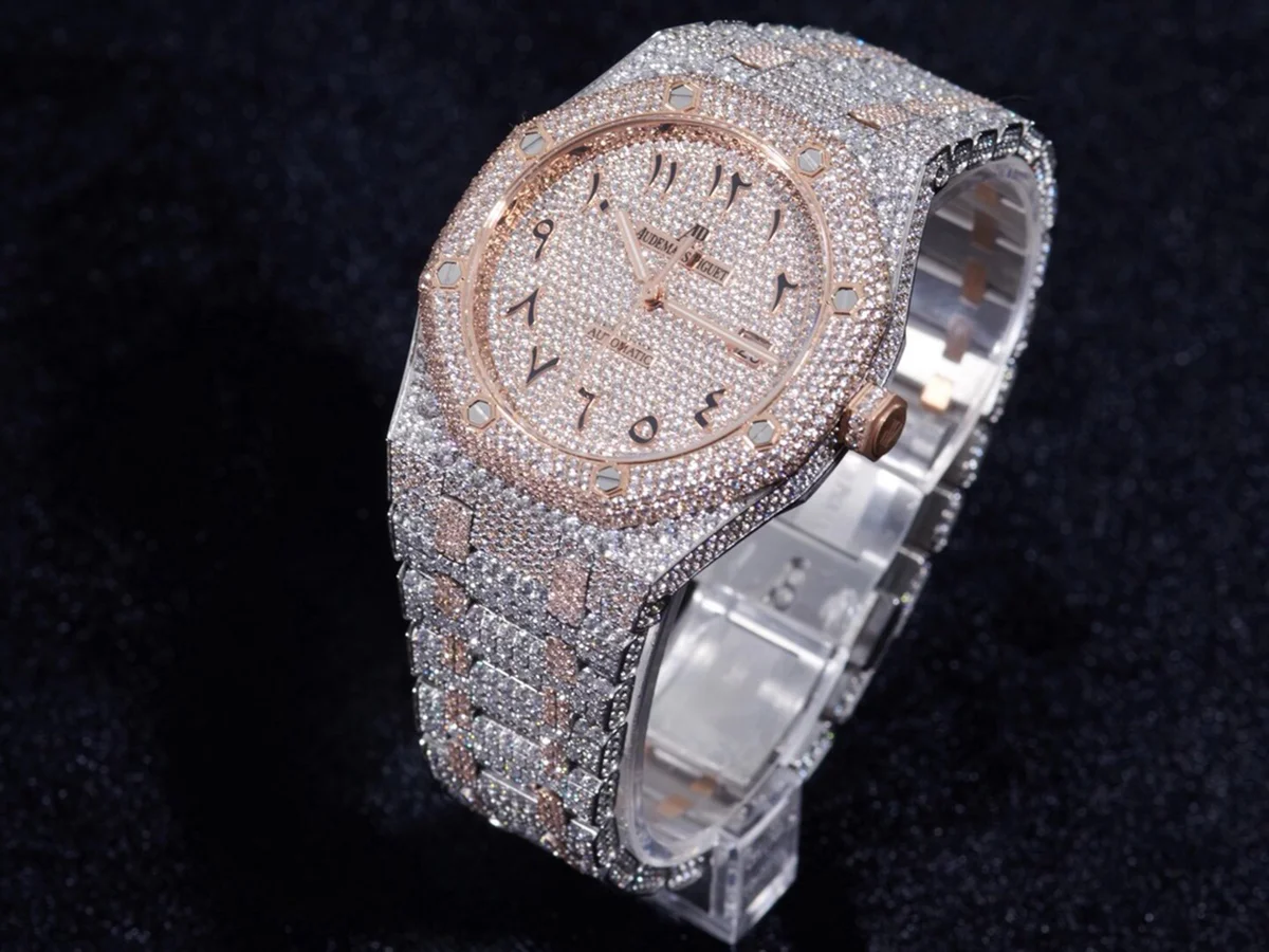 Royal Oak 41mm 15400 Iced Out Steel/Rose Gold in Arabic Markers