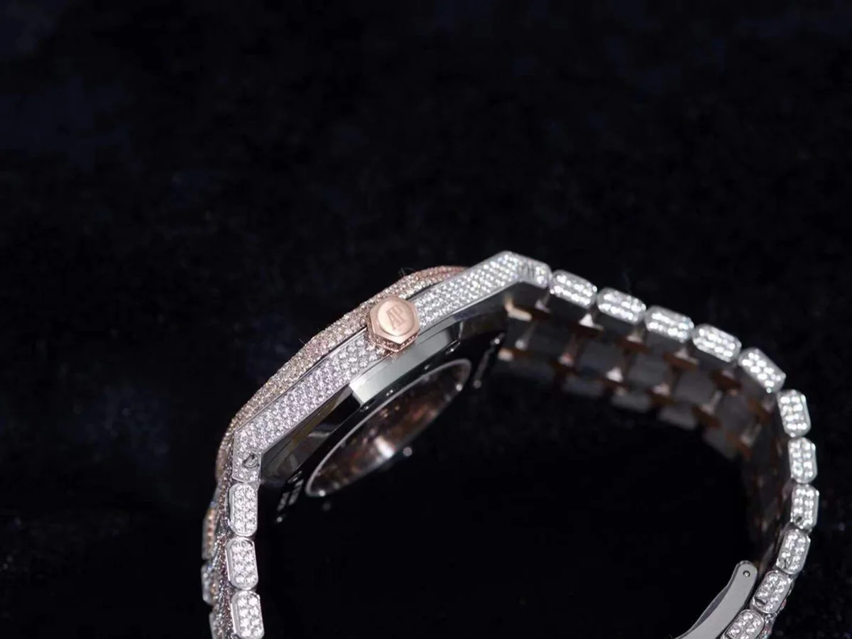 Royal Oak 41mm 15400 Iced Out Steel/Rose Gold in Arabic Markers